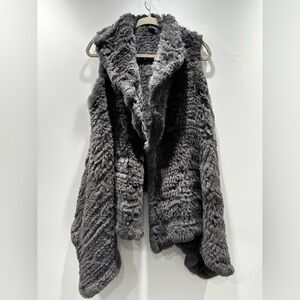 Saks Fifth Avenue Charcoal Faux Fur Vest